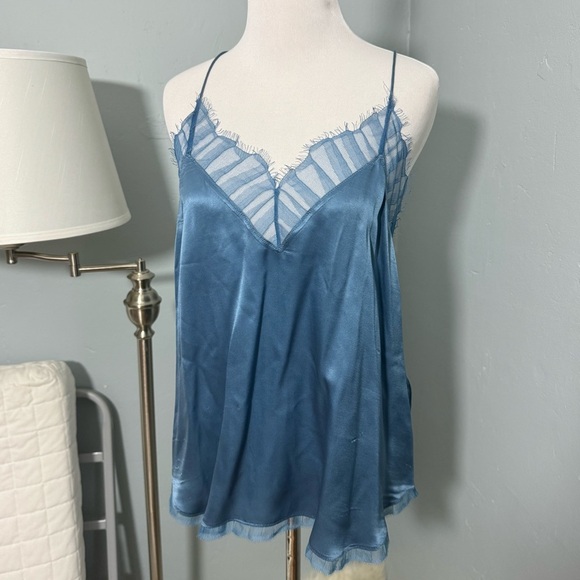 IRO Berwyn 21S Blue Denim Genuine Silk Camisole Layering Cami Rococo - Picture 2 of 5